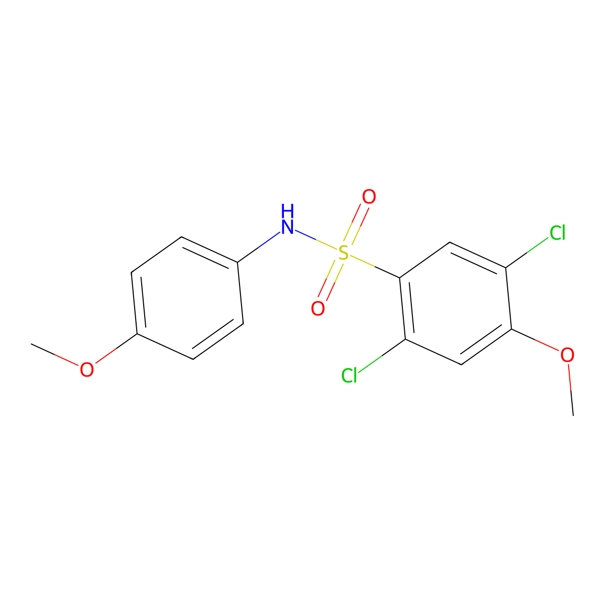 2,5-dichloro-4-methoxy-N-(4-methoxyphenyl)benzene-1-sulfonamide molecular structure, CAS 2249033-64-3