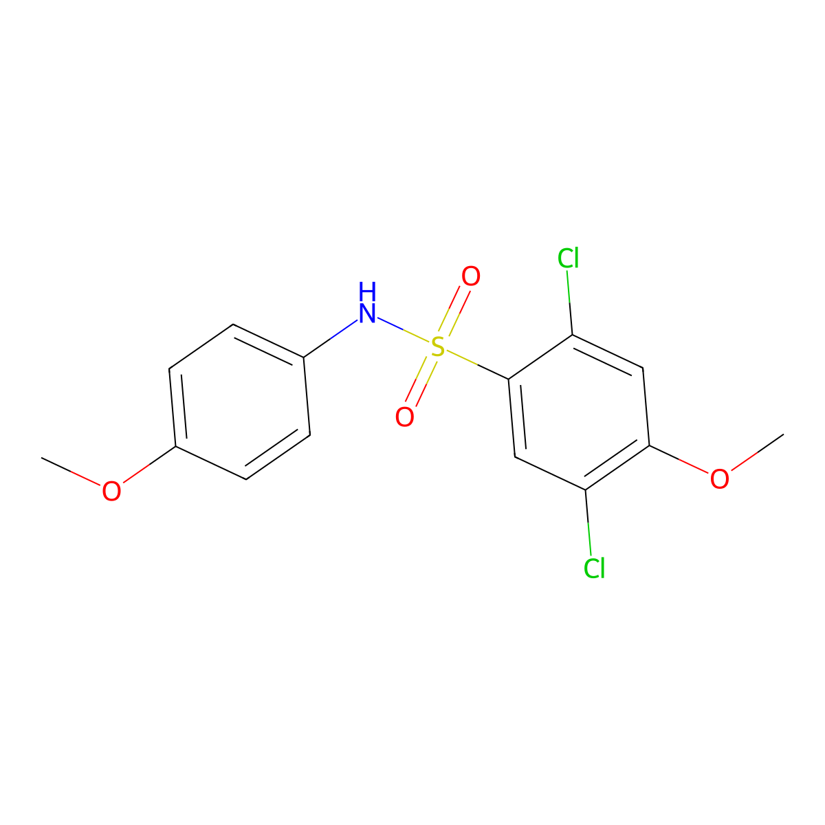 2,5-dichloro-4-methoxy-N-(4-methoxyphenyl)benzene-1-sulfonamide molecular structure, CAS 2249033-64-3