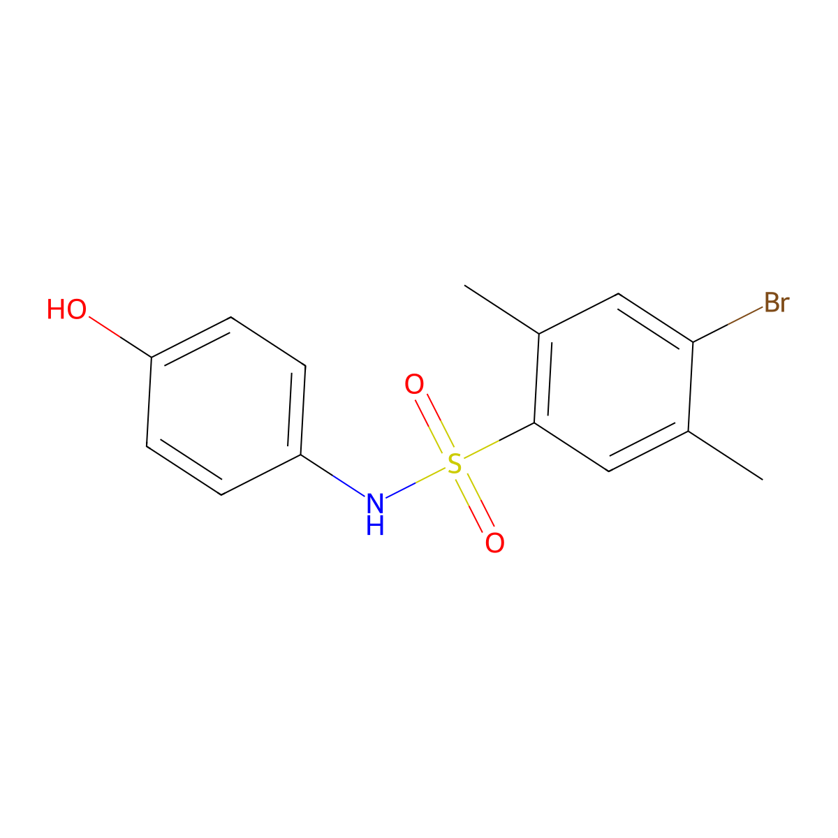 4-bromo-N-(4-hydroxyphenyl)-2,5-dimethylbenzene-1-sulfonamide molecular structure, CAS 2249035-10-5