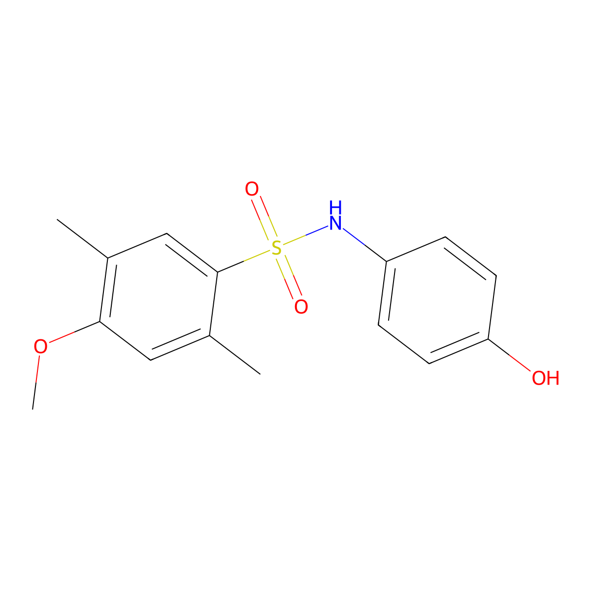 N-(4-hydroxyphenyl)-4-methoxy-2,5-dimethylbenzenesulfonamide molecular structure, CAS 2249037-46-3