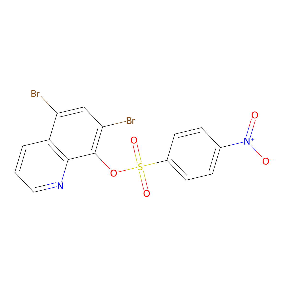 5,7-Dibromoquinolin-8-yl 4-nitrobenzene-1-sulfonate molecular structure, CAS 2249082-51-5