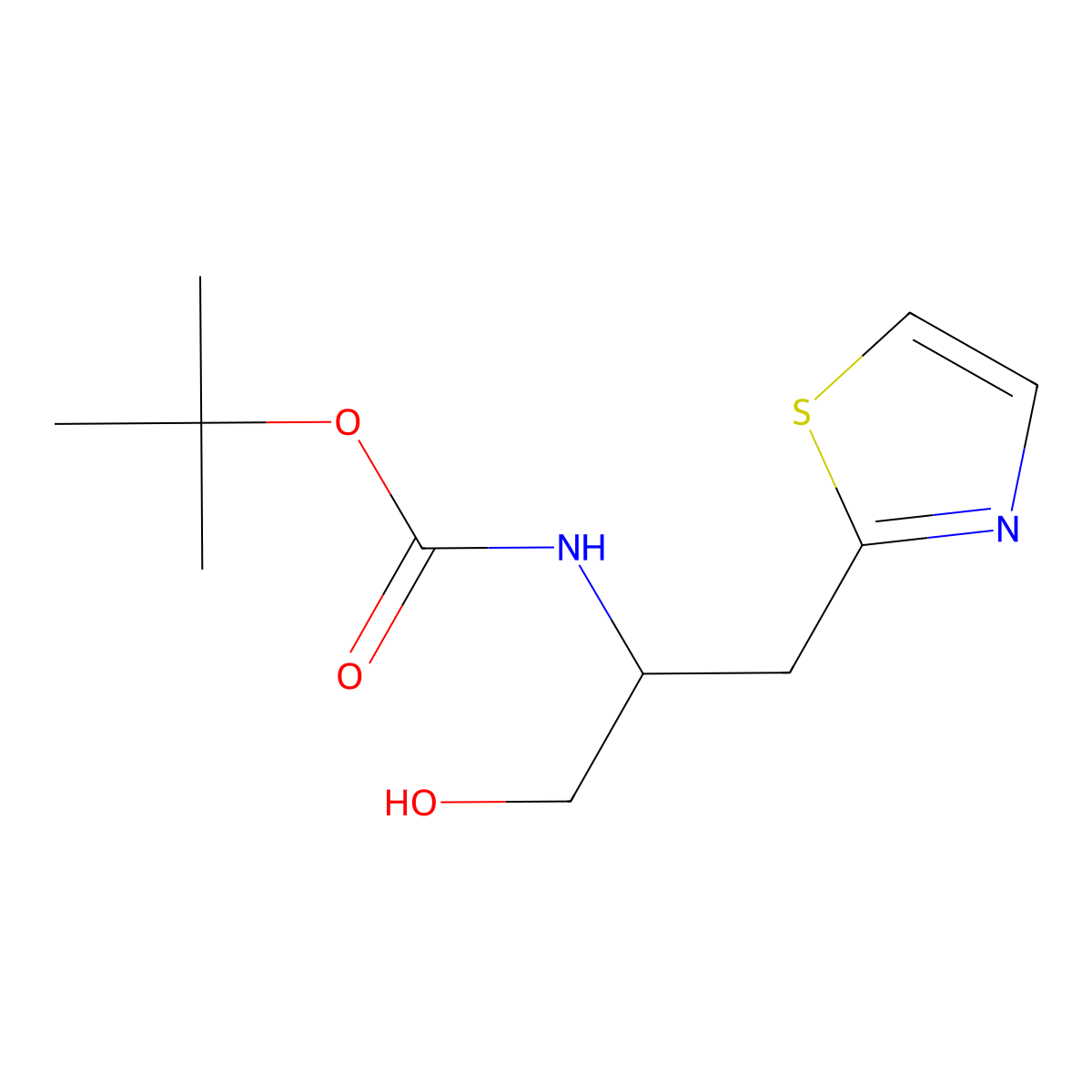 tert-butyl N-[1-hydroxy-3-(1,3-thiazol-2-yl)propan-2-yl]carbamate molecular structure, CAS 2249112-49-8