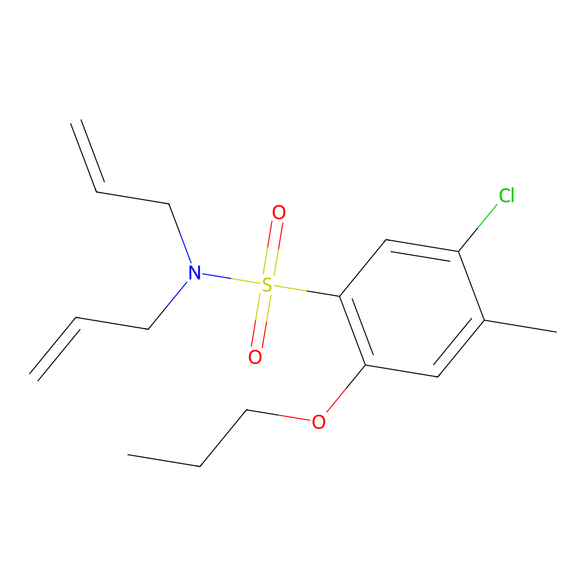 5-Chloro-4-methyl-N,N-bis(prop-2-enyl)-2-propoxybenzenesulfonamide molecular structure, CAS 2249141-59-9