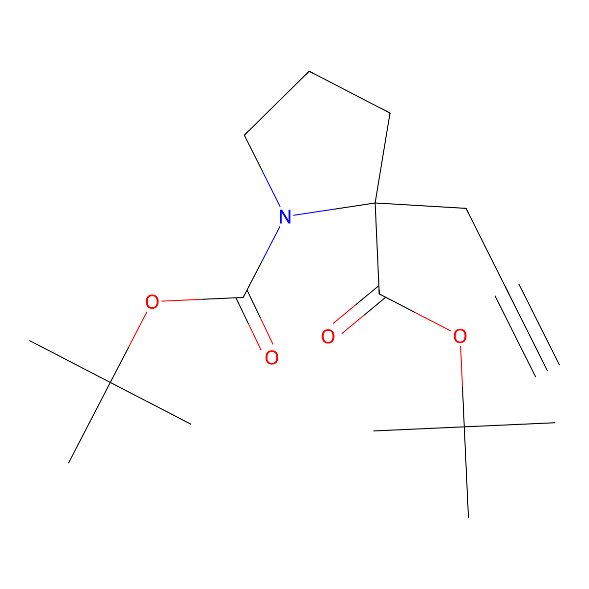 1,2-Di-tert-butyl 2-(prop-2-yn-1-yl)pyrrolidine-1,2-dicarboxylate molecular structure, CAS 2249153-71-5