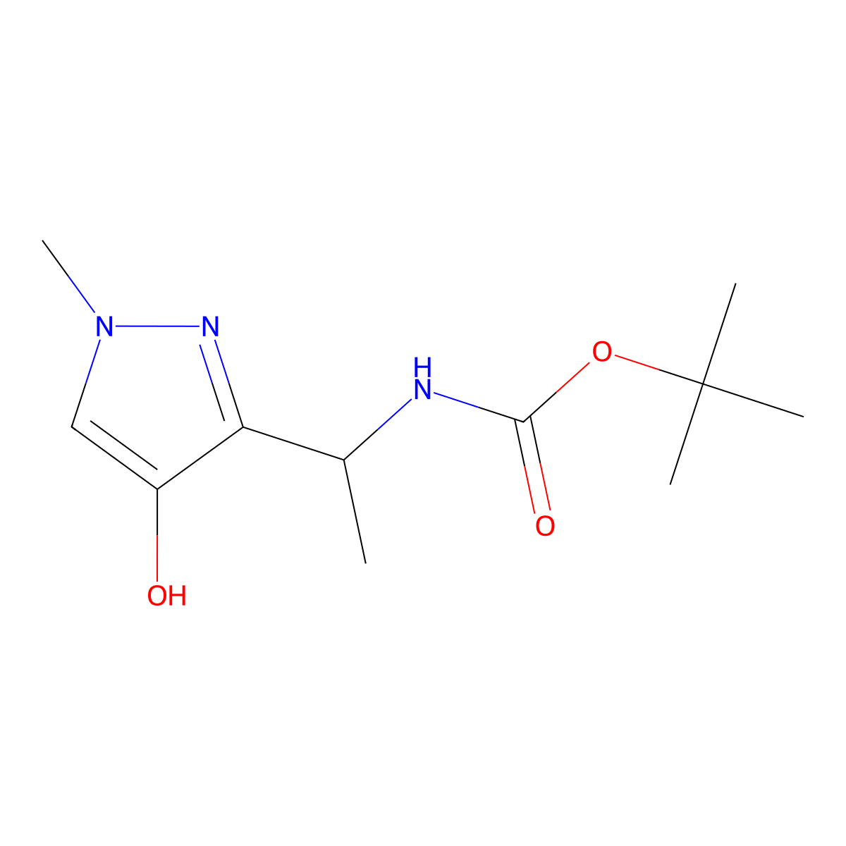 tert-butyl N-[1-(4-hydroxy-1-methyl-1H-pyrazol-3-yl)ethyl]carbamate molecular structure, CAS 2249174-82-9