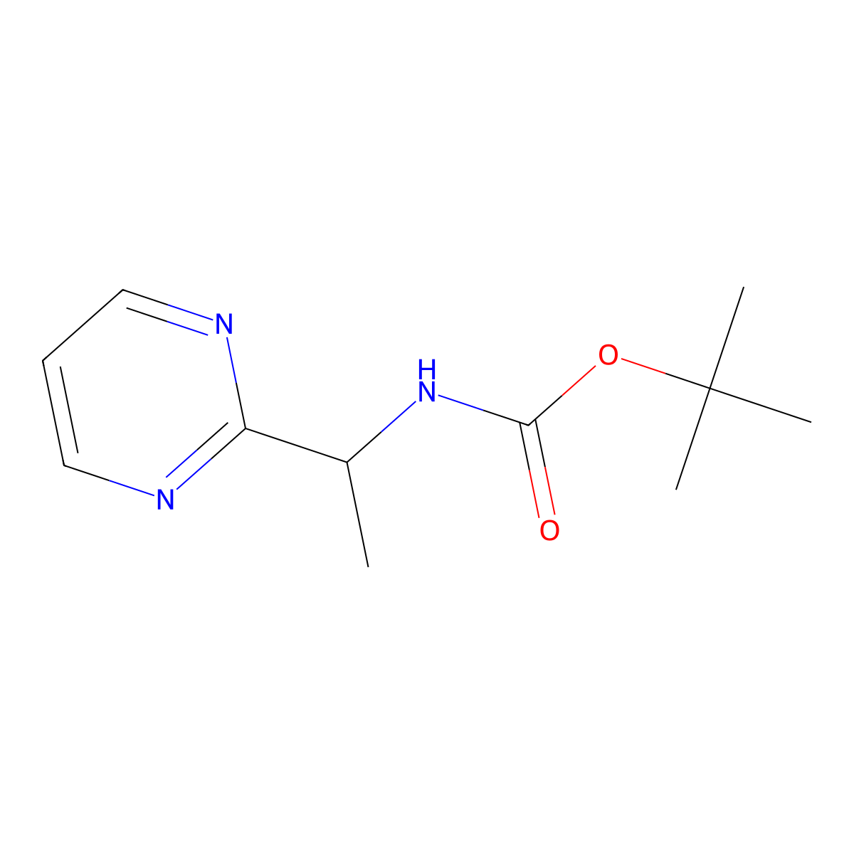 Tert-butyl (1-(pyrimidin-2-YL)ethyl)carbamate molecular structure, CAS 2249194-83-8