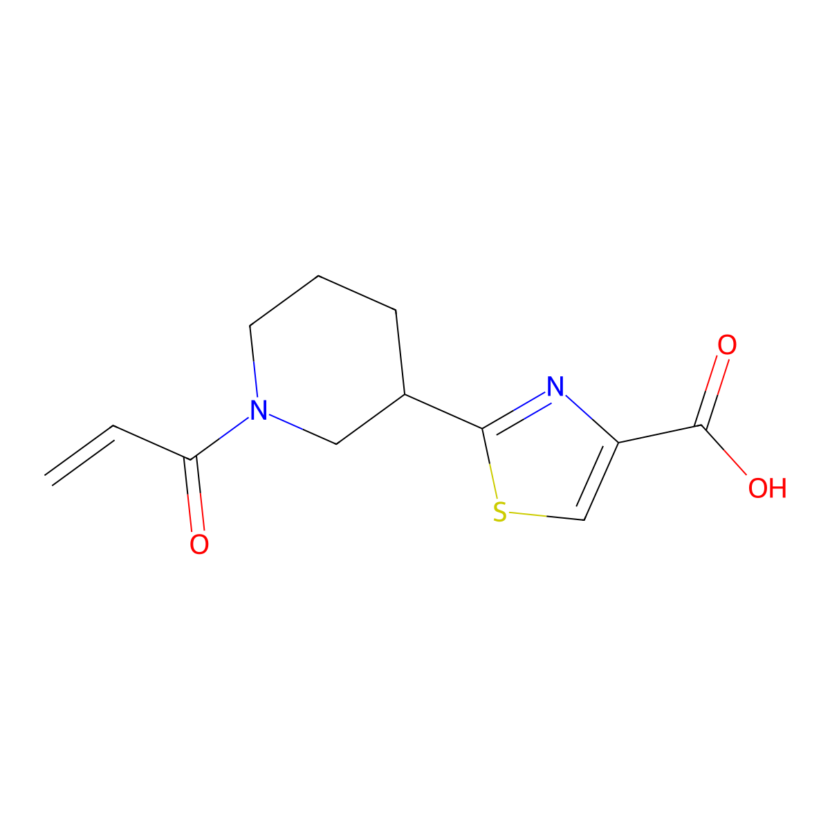 2-(1-Prop-2-enoylpiperidin-3-yl)-1,3-thiazole-4-carboxylic acid molecular structure, CAS 2249215-39-0