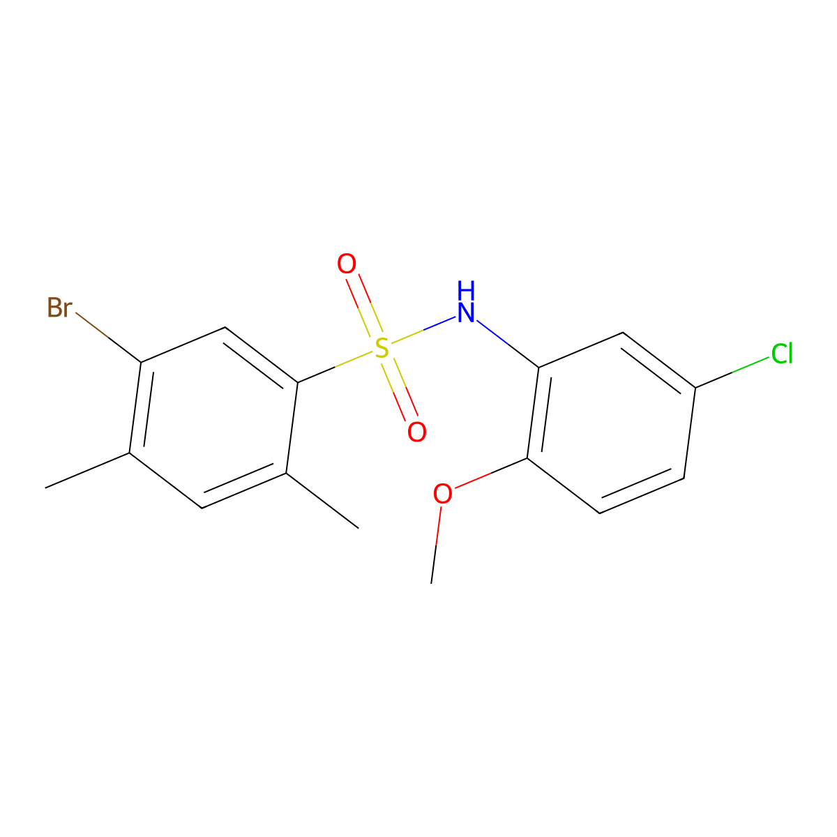 5-bromo-N-(5-chloro-2-methoxyphenyl)-2,4-dimethylbenzene-1-sulfonamide molecular structure, CAS 2249239-26-5