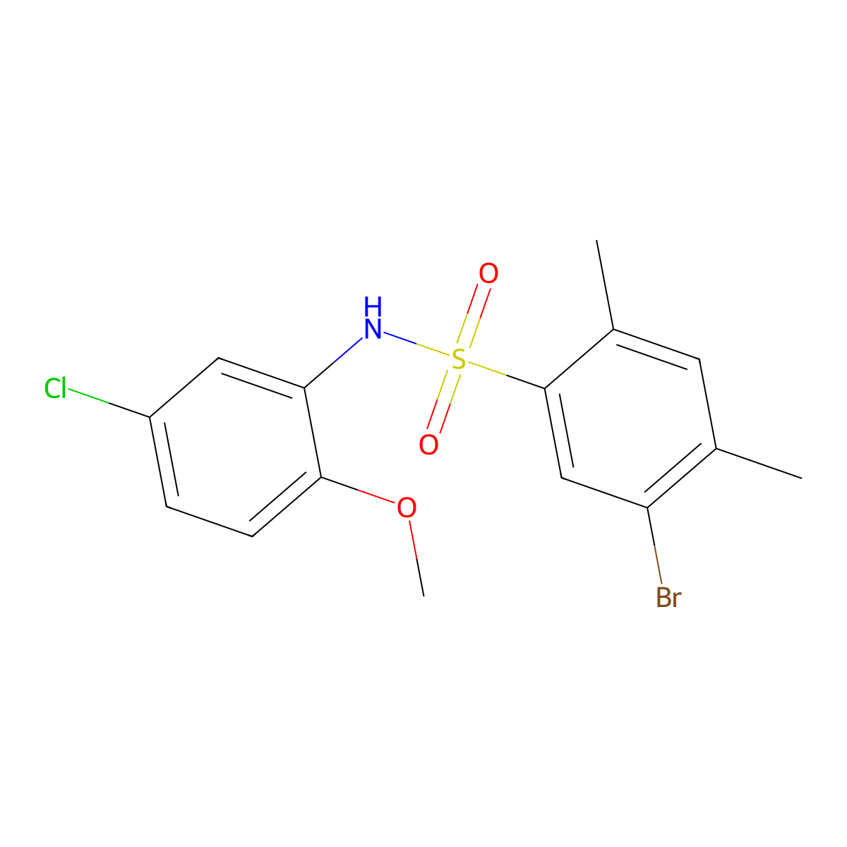 5-bromo-N-(5-chloro-2-methoxyphenyl)-2,4-dimethylbenzene-1-sulfonamide molecular structure, CAS 2249239-26-5