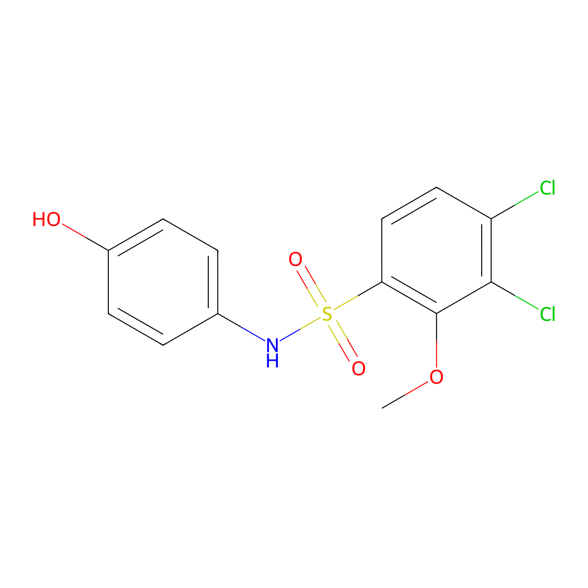 3,4-Dichloro-N-(4-hydroxyphenyl)-2-methoxybenzenesulfonamide molecular structure, CAS 2249239-32-3