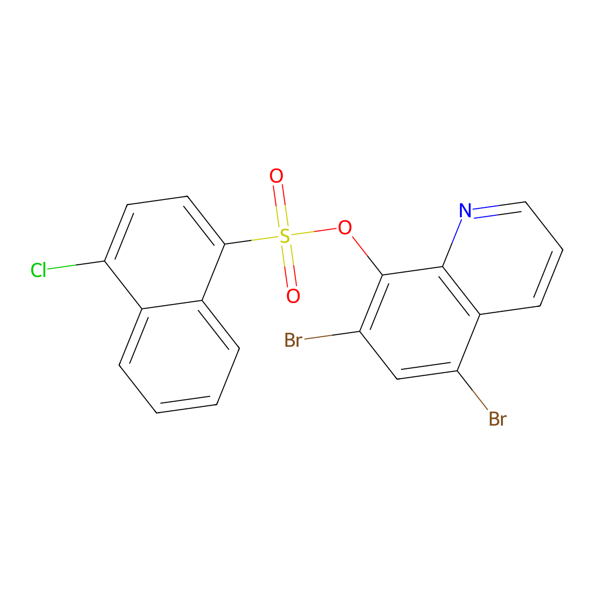 5,7-Dibromoquinolin-8-yl 4-chloronaphthalene-1-sulfonate molecular structure, CAS 2249239-39-0
