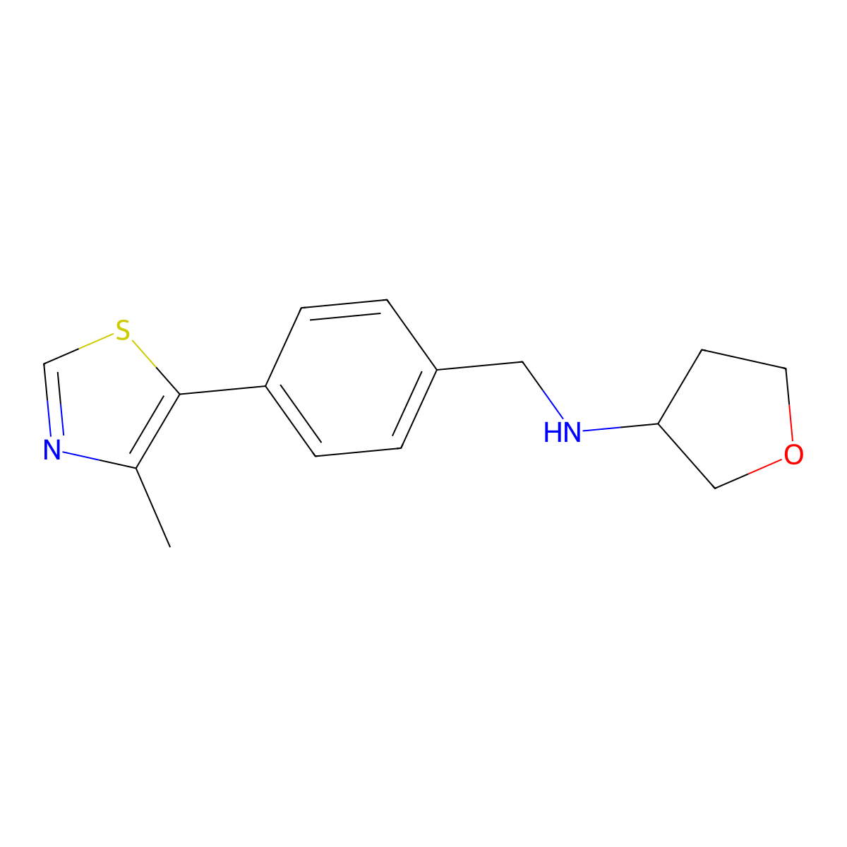 N-(4-(4-methylthiazol-5-yl)benzyl)tetrahydrofuran-3-amine molecular structure, CAS 2249240-96-6