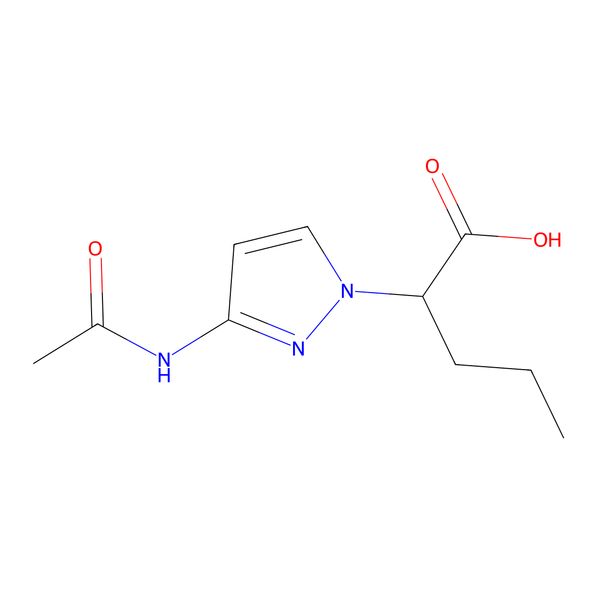 2-(3-acetamido-1H-pyrazol-1-yl)pentanoic acid molecular structure, CAS 2249241-79-8