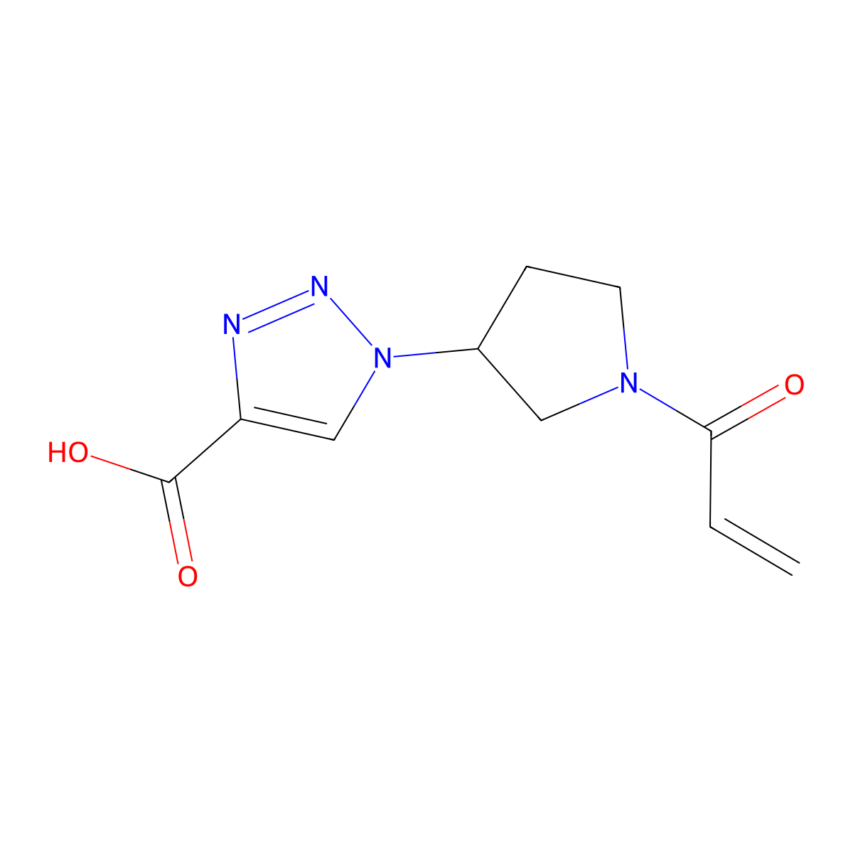1-[1-(prop-2-enoyl)pyrrolidin-3-yl]-1H-1,2,3-triazole-4-carboxylic acid molecular structure, CAS 2249247-21-8
