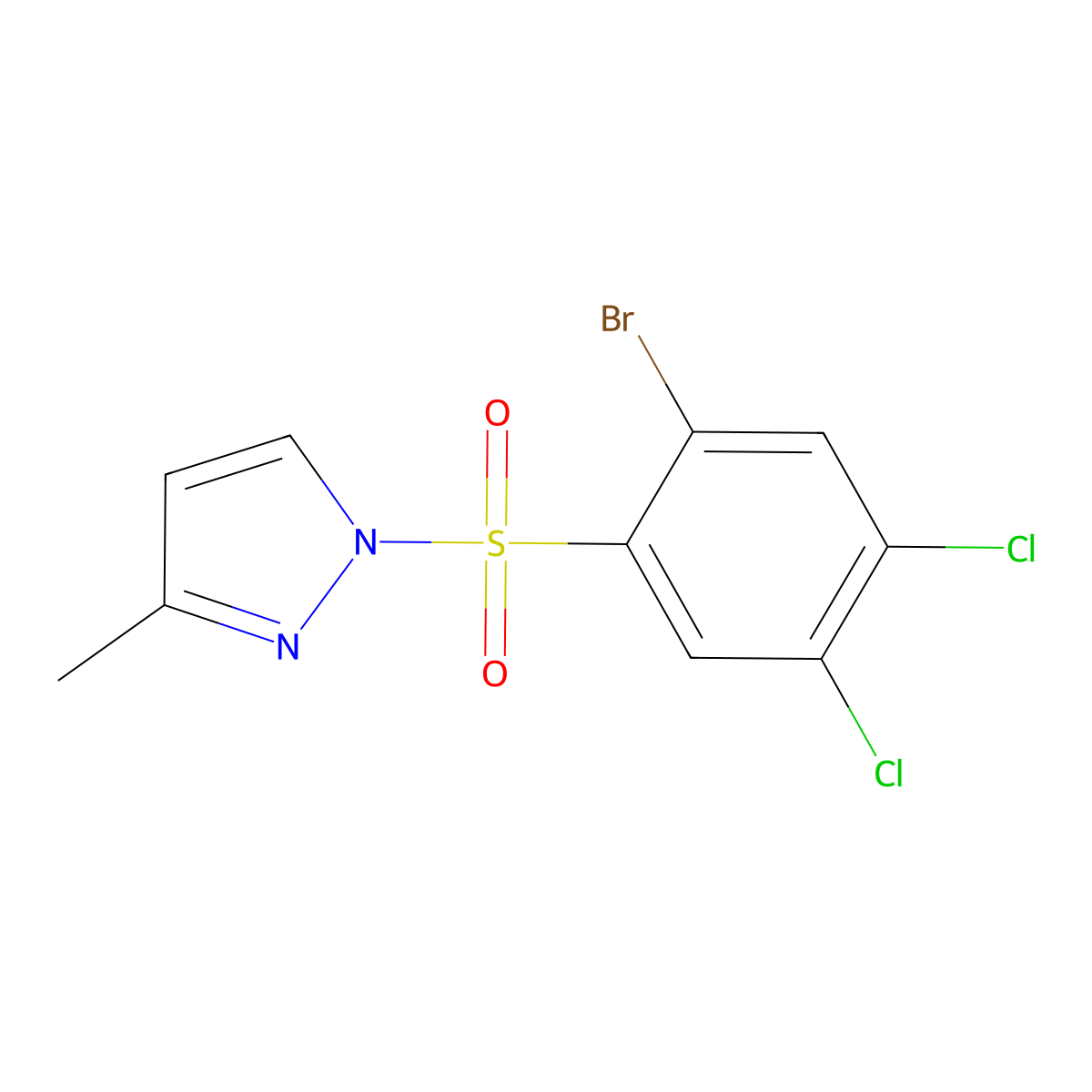 1-[(2-bromo-4,5-dichlorophenyl)sulfonyl]-3-methyl-1H-pyrazole molecular structure, CAS 2249316-08-1