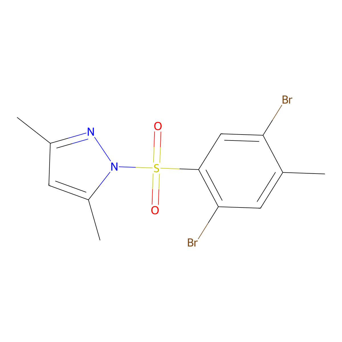 1-(2,5-dibromo-4-methylbenzenesulfonyl)-3,5-dimethyl-1H-pyrazole molecular structure, CAS 2249316-32-1