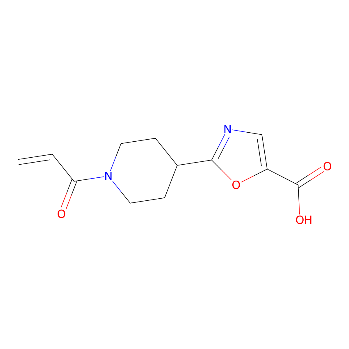 2-[1-(Prop-2-enoyl)piperidin-4-yl]-1,3-oxazole-5-carboxylic acid molecular structure, CAS 2249320-58-7