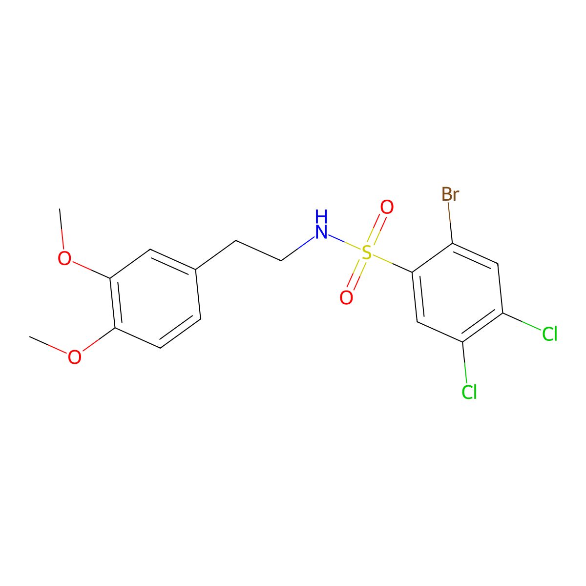 2-bromo-4,5-dichloro-N-[2-(3,4-dimethoxyphenyl)ethyl]benzene-1-sulfonamide molecular structure, CAS 2249324-35-2