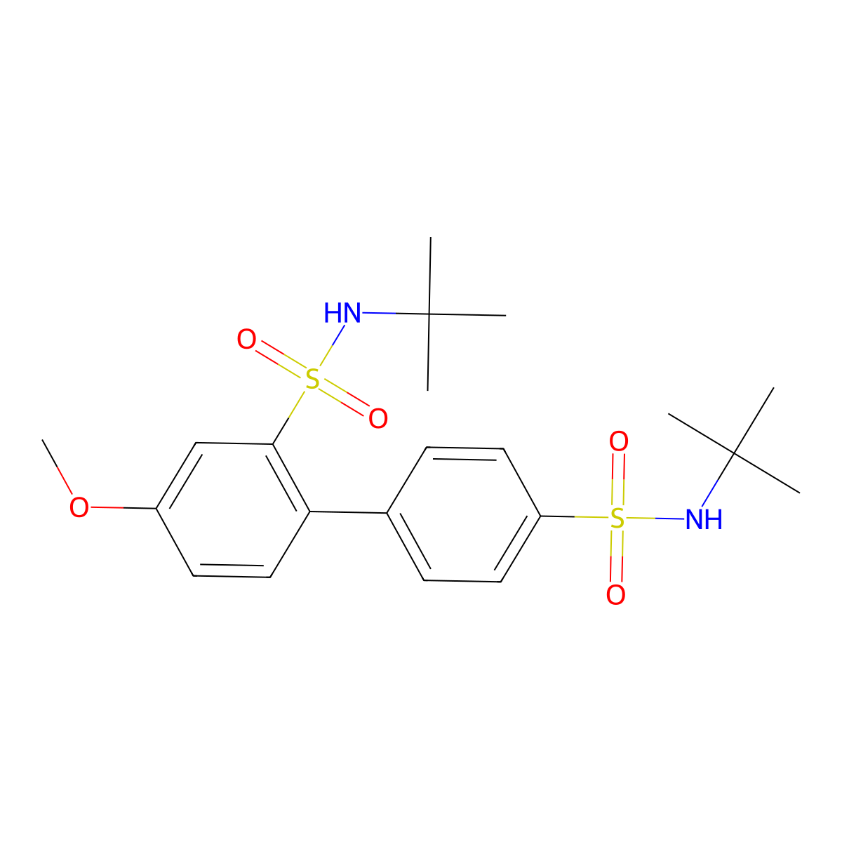 N2,N4'-di-tert-butyl-4-methoxy-[1,1'-biphenyl]-2,4'-disulfonamide molecular structure, CAS 2249406-05-9