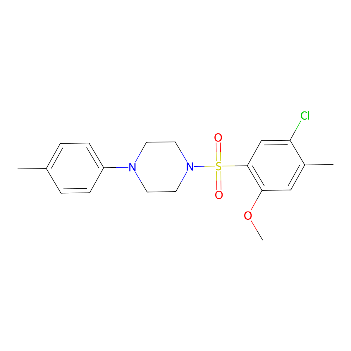 1-(5-Chloro-2-methoxy-4-methylbenzenesulfonyl)-4-(4-methylphenyl)piperazine molecular structure, CAS 2249425-15-6