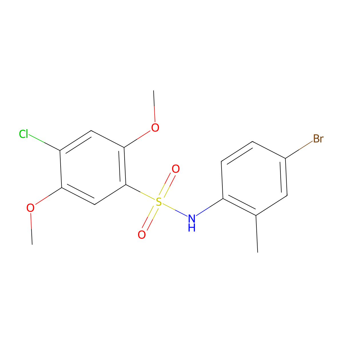 N-(4-bromo-2-methylphenyl)-4-chloro-2,5-dimethoxybenzene-1-sulfonamide molecular structure, CAS 2249425-30-5