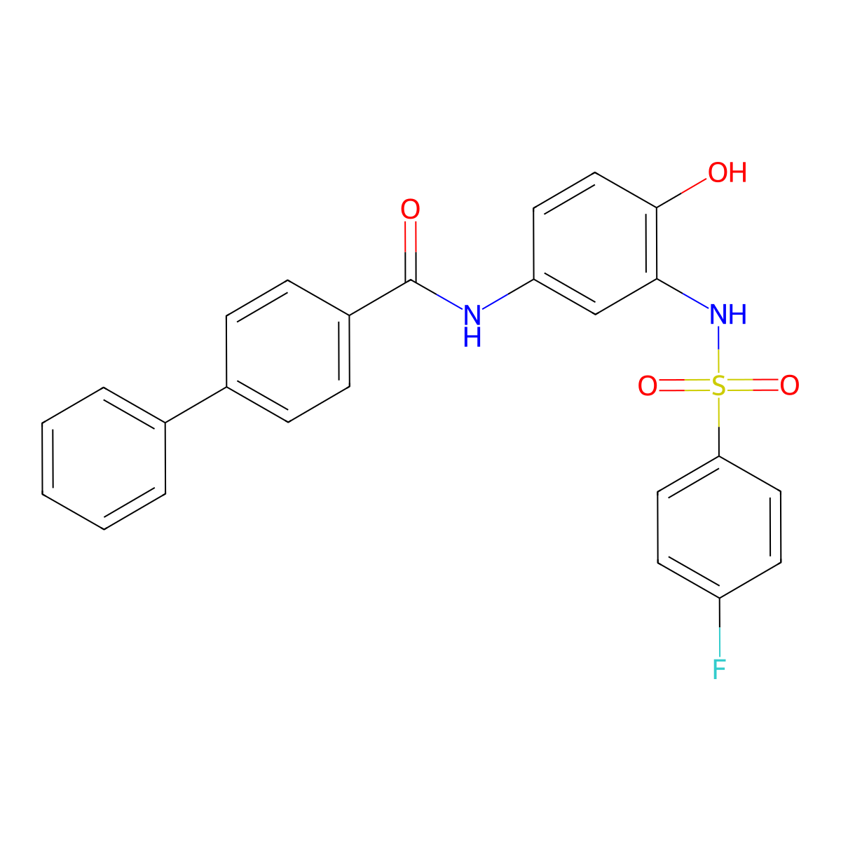 N-(3-(4-fluorobenzenesulfonamido)-4-hydroxyphenyl)-(1,1'-biphenyl)-4-carboxamide molecular structure, CAS 2249435-90-1