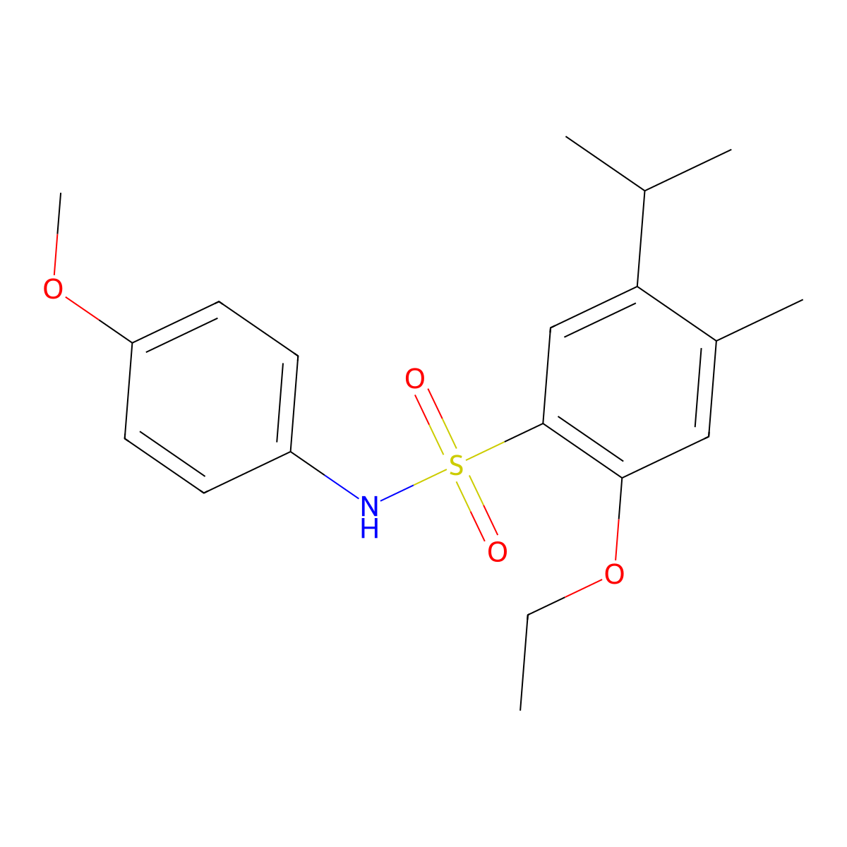 2-ethoxy-N-(4-methoxyphenyl)-4-methyl-5-(propan-2-yl)benzene-1-sulfonamide molecular structure, CAS 2249525-20-8