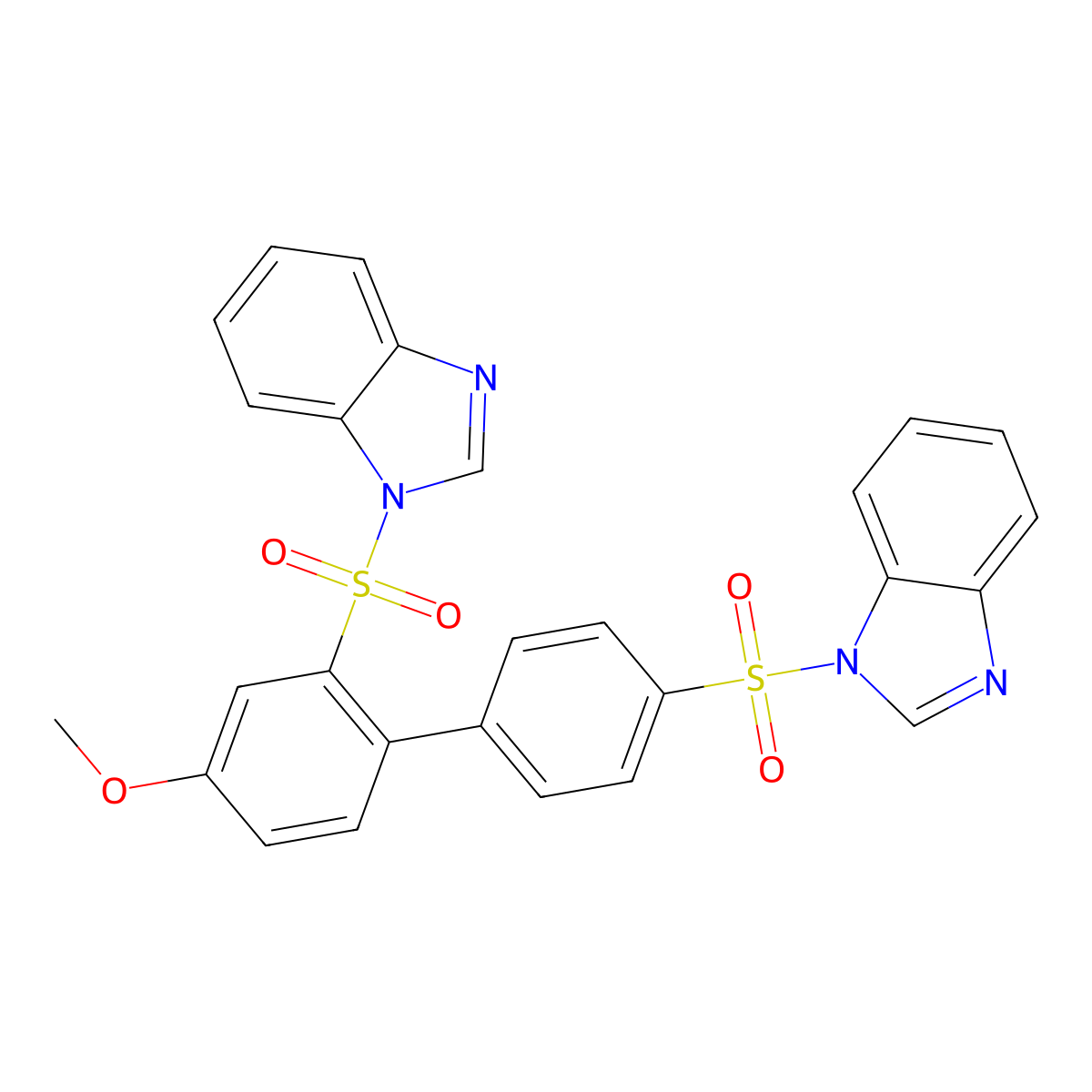 1,1'-(4-methoxy-[1,1'-biphenyl]-2,4'-disulfonyl)bis(1H-benzo[d]imidazole) molecular structure, CAS 2249525-26-4