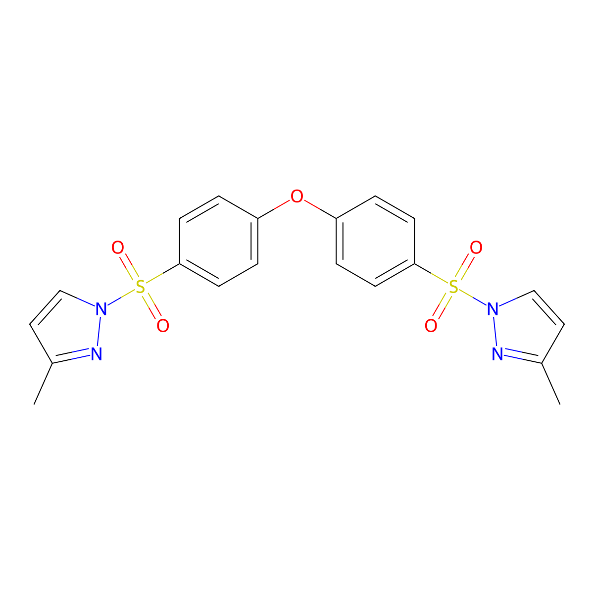 3-methyl-1-(4-{4-[(3-methyl-1H-pyrazol-1-yl)sulfonyl]phenoxy}benzenesulfonyl)-1H-pyrazole molecular structure, CAS 2249547-05-3