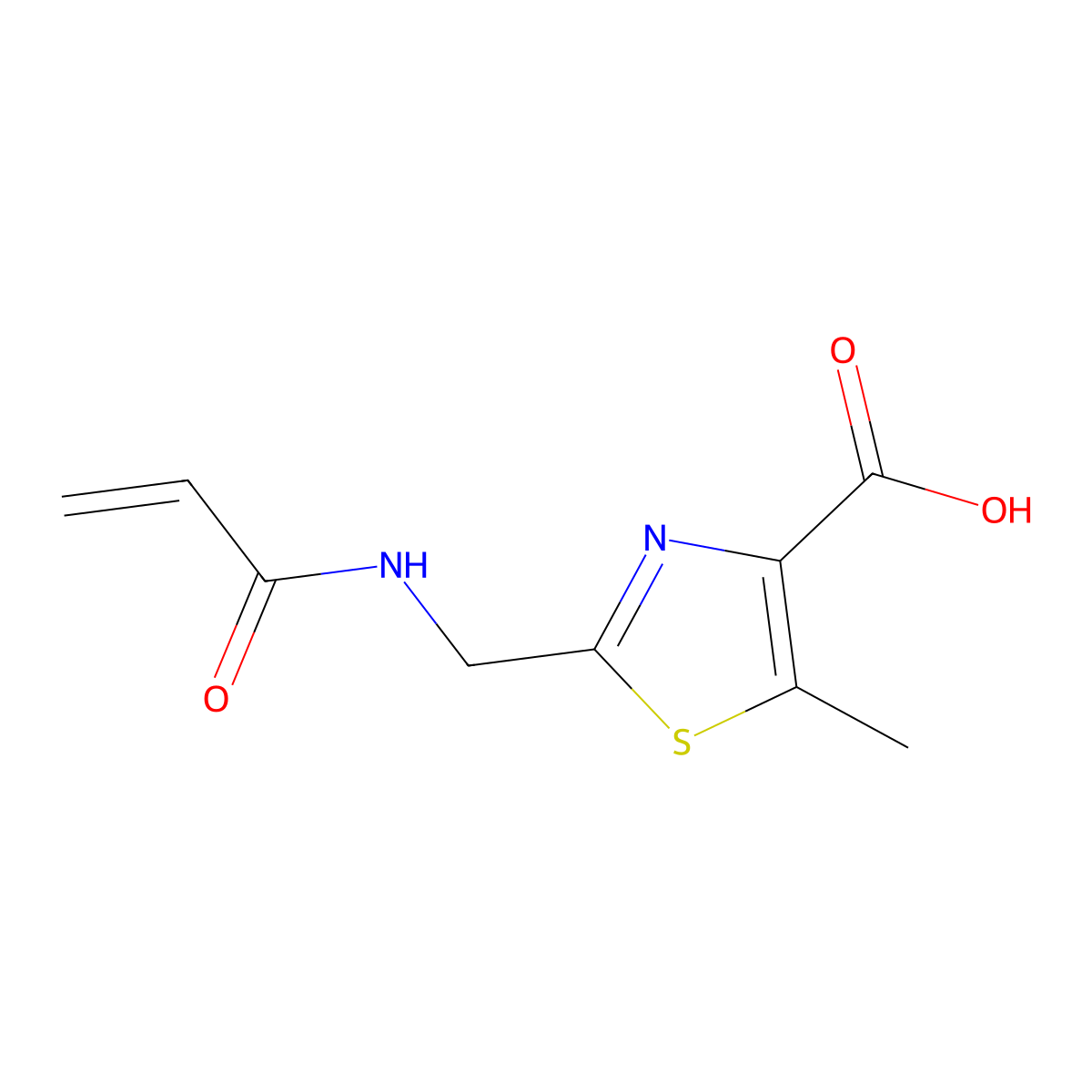 5-Methyl-2-[(prop-2-enamido)methyl]-1,3-thiazole-4-carboxylic acid molecular structure, CAS 2249582-17-8