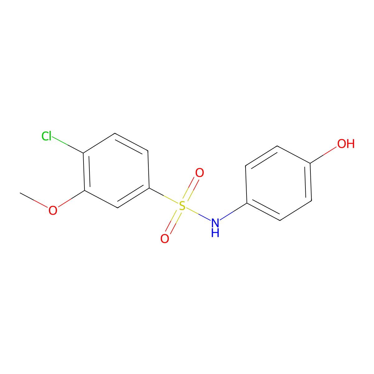 4-chloro-N-(4-hydroxyphenyl)-3-methoxybenzene-1-sulfonamide molecular structure, CAS 2249623-36-5
