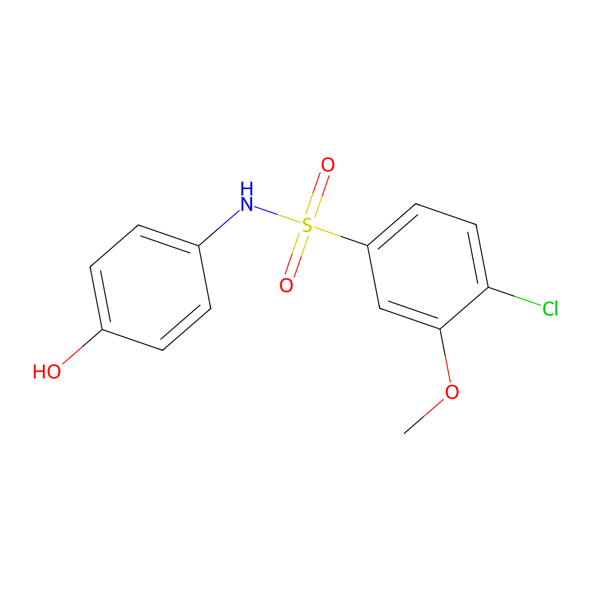 4-chloro-N-(4-hydroxyphenyl)-3-methoxybenzene-1-sulfonamide molecular structure, CAS 2249623-36-5