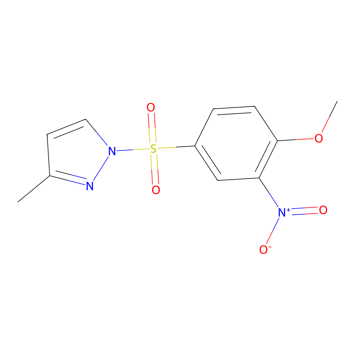 1-(4-methoxy-3-nitrobenzenesulfonyl)-3-methyl-1H-pyrazole molecular structure, CAS 2249623-58-1