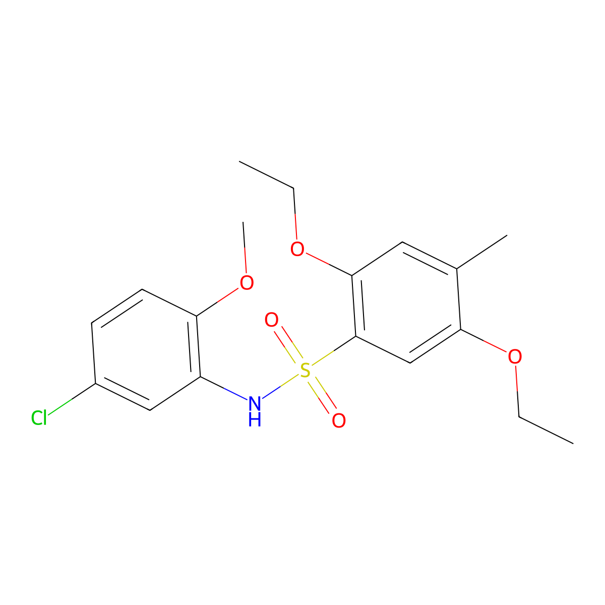 N-(5-chloro-2-methoxyphenyl)-2,5-diethoxy-4-methylbenzene-1-sulfonamide molecular structure, CAS 2249631-44-3