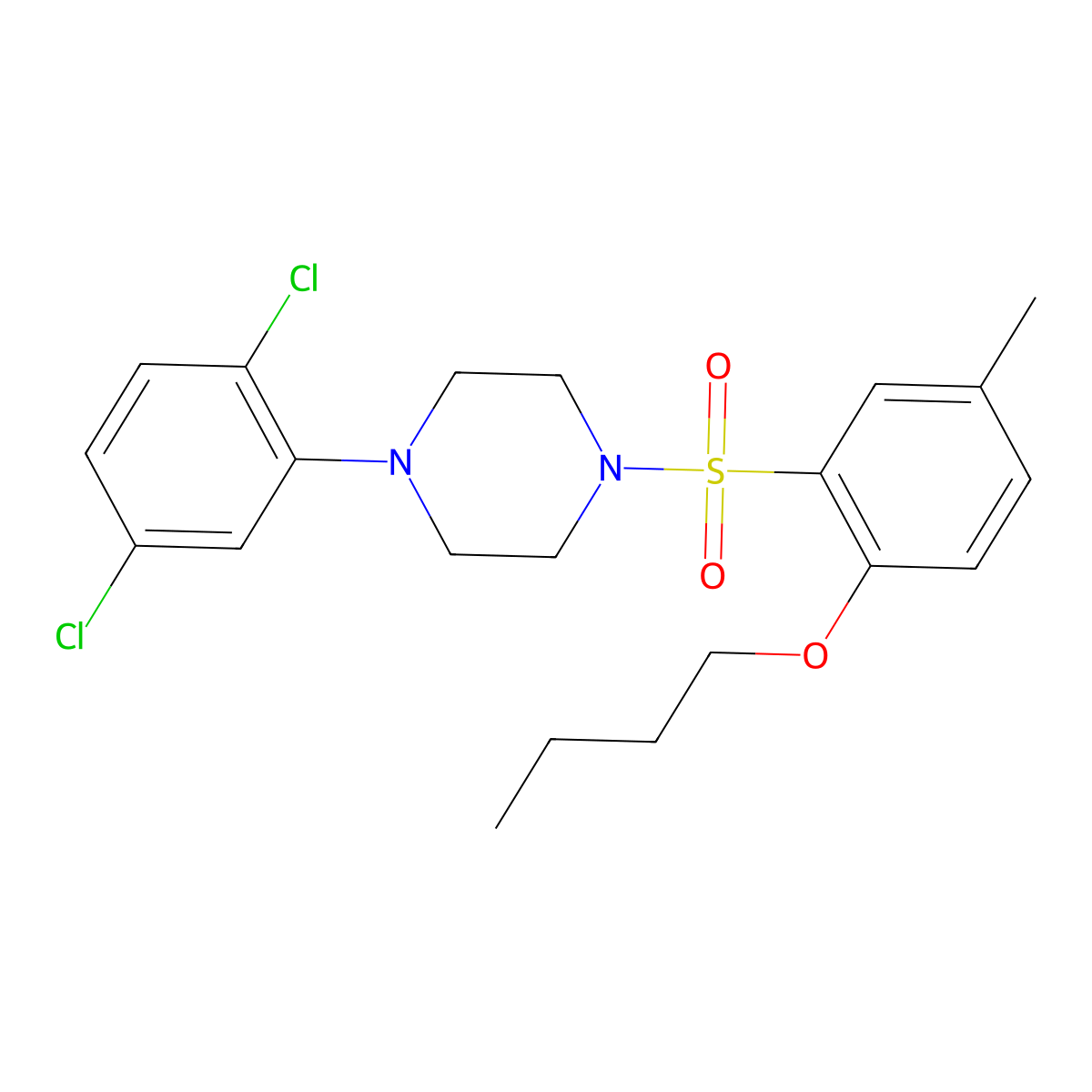 1-(2-Butoxy-5-methylbenzenesulfonyl)-4-(2,5-dichlorophenyl)piperazine molecular structure, CAS 2249670-49-1