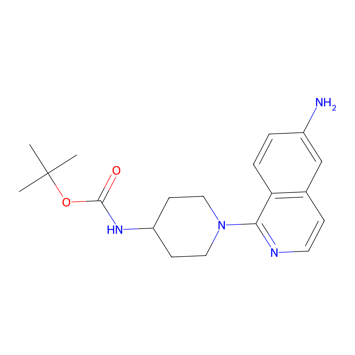 Tert-butyl N-[1-(6-aminoisoquinolin-1-yl)piperidin-4-yl]carbamate molecular structure, CAS 2249681-12-5