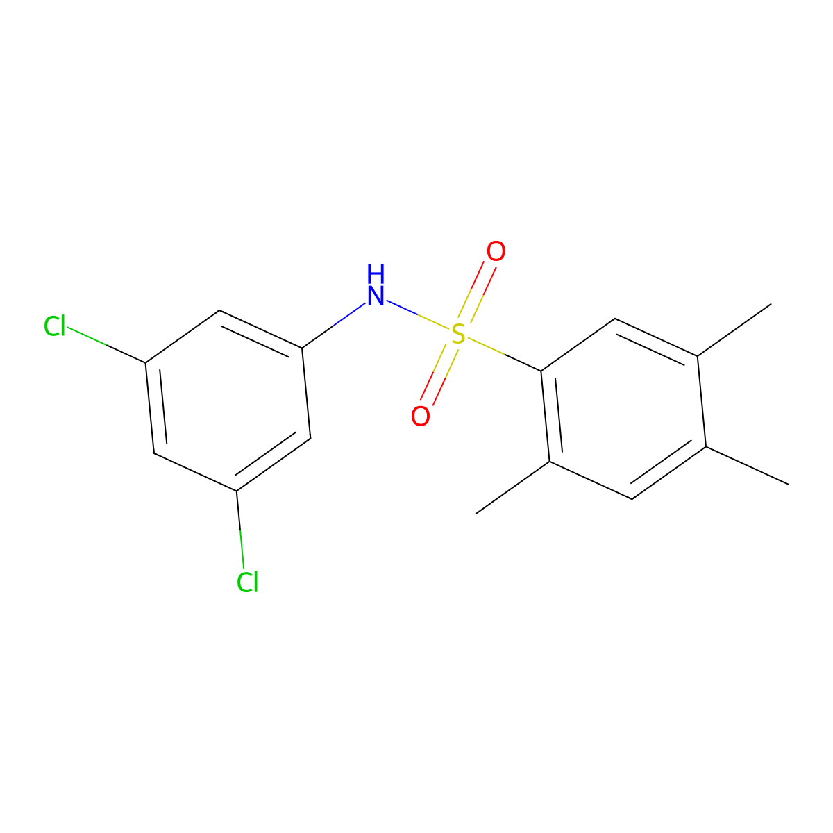 N-(3,5-dichlorophenyl)-2,4,5-trimethylbenzene-1-sulfonamide molecular structure, CAS 2249681-87-4