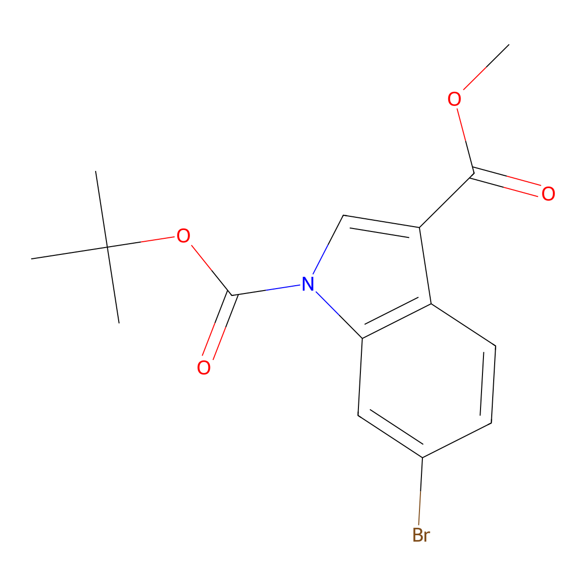 1-Tert-butyl 3-methyl 6-bromo-1H-indole-1,3-dicarboxylate molecular structure, CAS 2249721-99-9