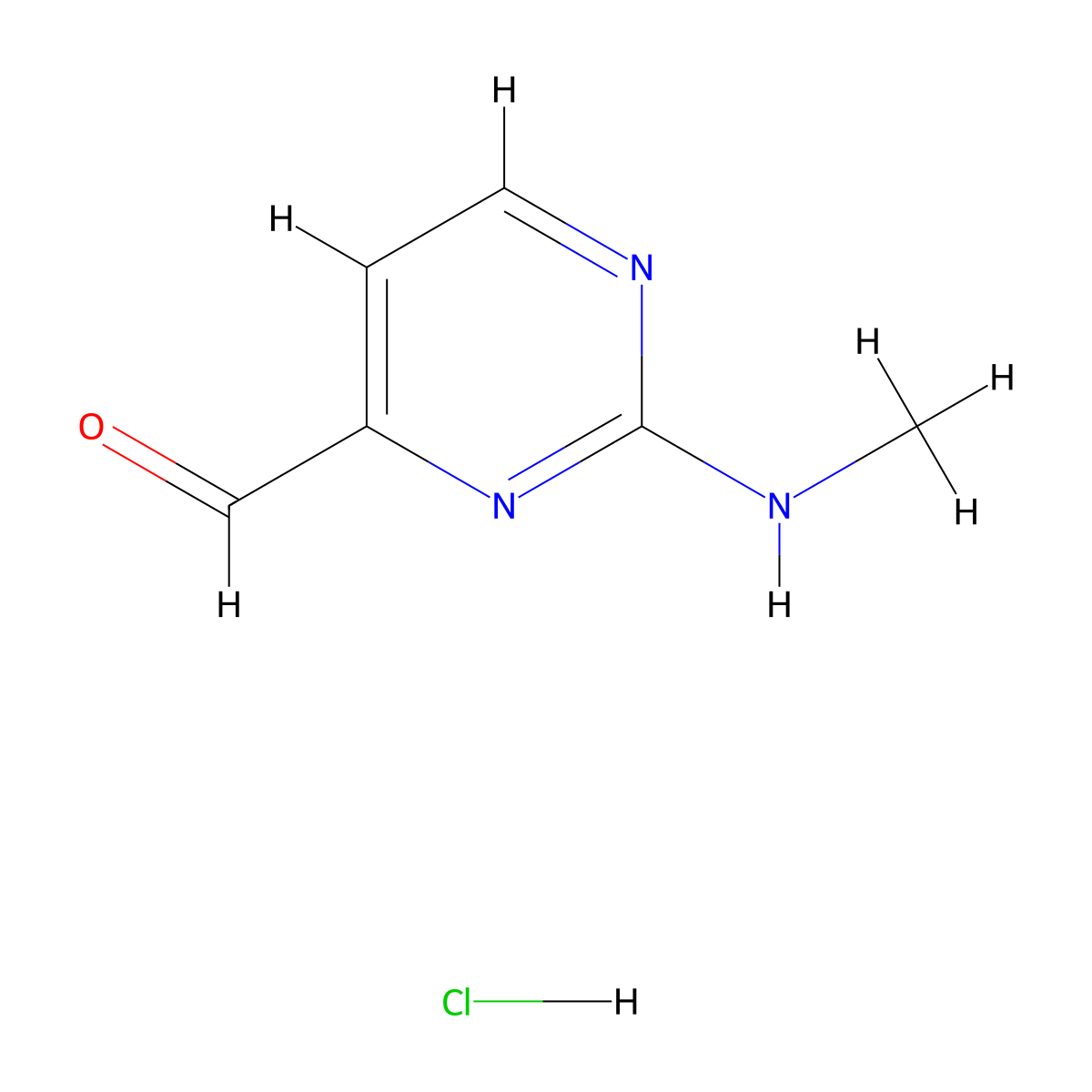 2-(Methylamino)pyrimidine-4-carbaldehyde hydrochloride molecular structure, CAS 2249723-18-8