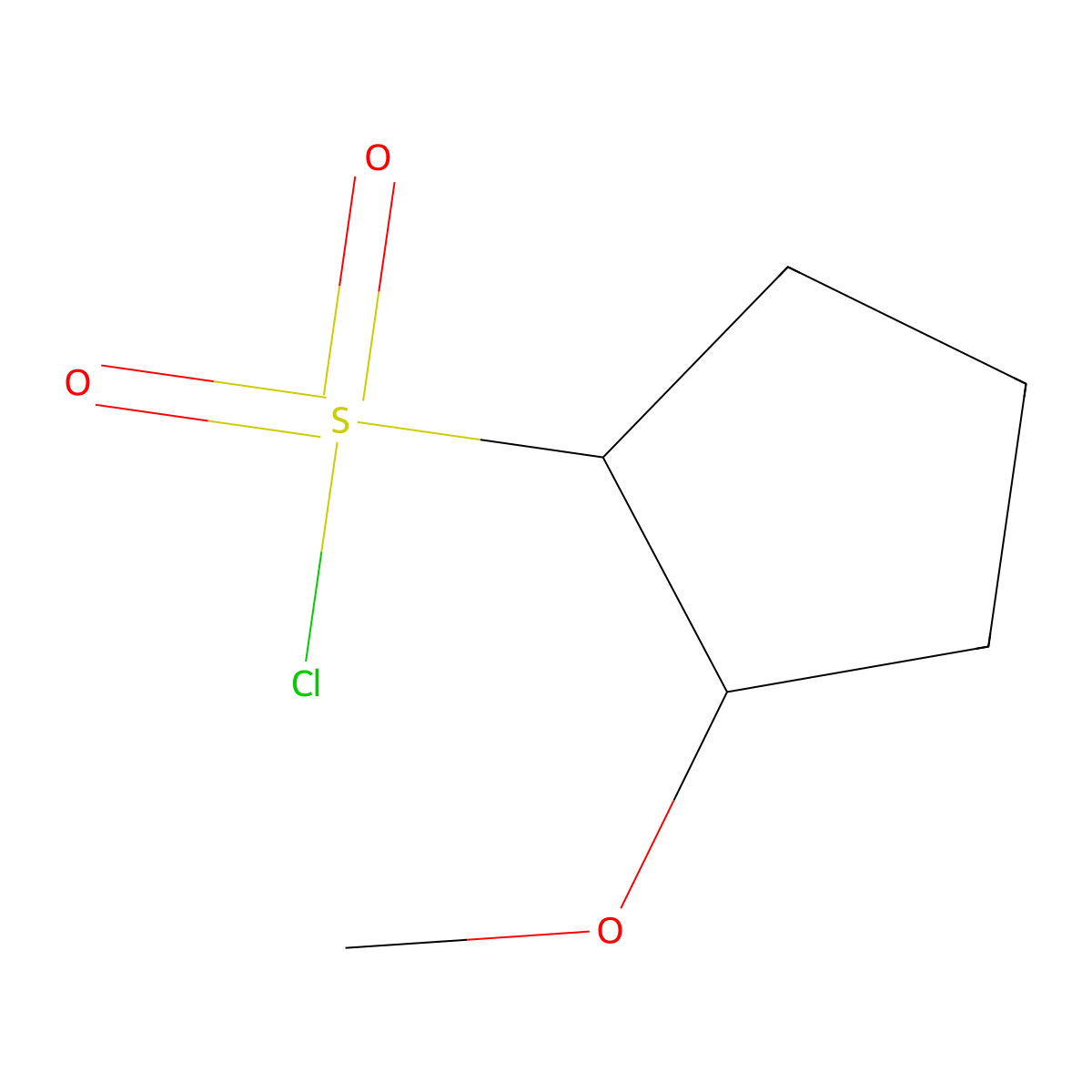 rac-(1R,2S)-2-methoxycyclopentane-1-sulfonyl chloride molecular structure, CAS 2249724-61-4