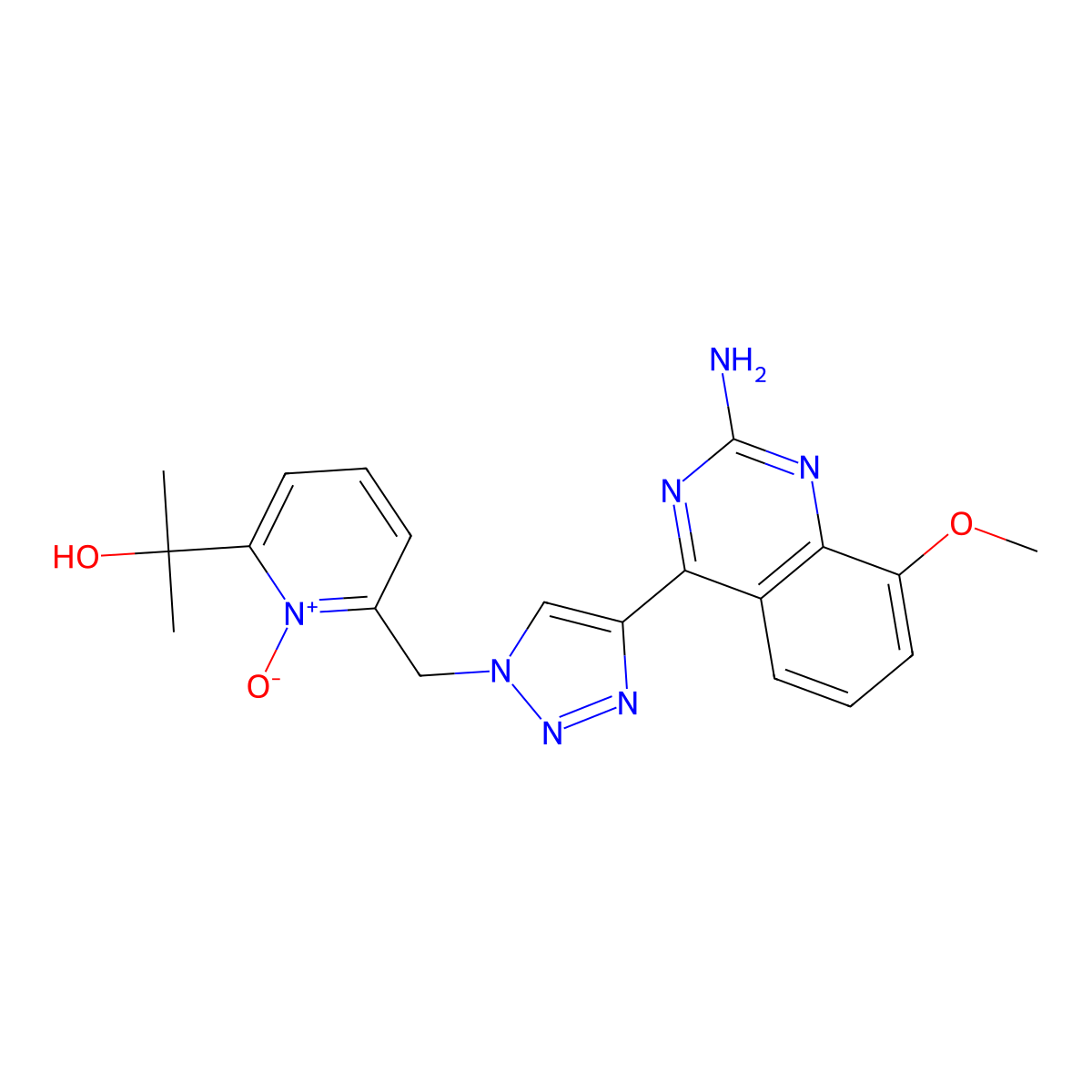 2-{6-[4-(2-Amino-8-methoxy-quinazolin-4-yl)-[1,2,3]triazol-1-ylmethyl]-1-oxy-pyridin-2-yl}-propan-2-ol molecular structure, CAS 2249736-06-7