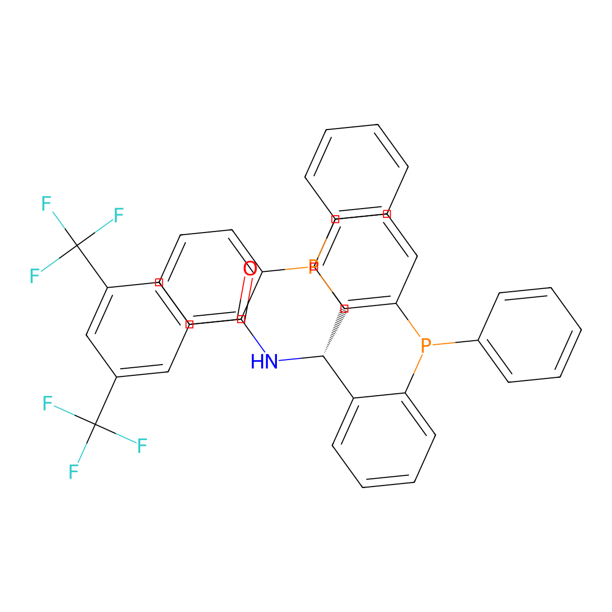 (S)-N-(2-(Diphenylphosphanyl)-1-(2-(diphenylphosphanyl)phenyl)ethyl)-3,5-bis(trifluoromethyl)benzamide molecular structure, CAS 2249744-81-6