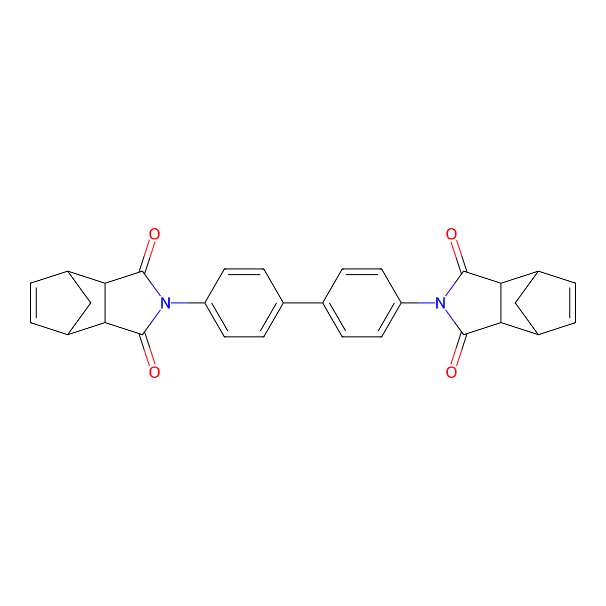 4-(4'-{3,5-Dioxo-4-azatricyclo[5.2.1.0^{2,6}]dec-8-en-4-yl}-[1,1'-biphenyl]-4-yl)-4-azatricyclo[5.2.1.0^{2,6}]dec-8-ene-3,5-dione molecular structure, CAS 22499-41-8