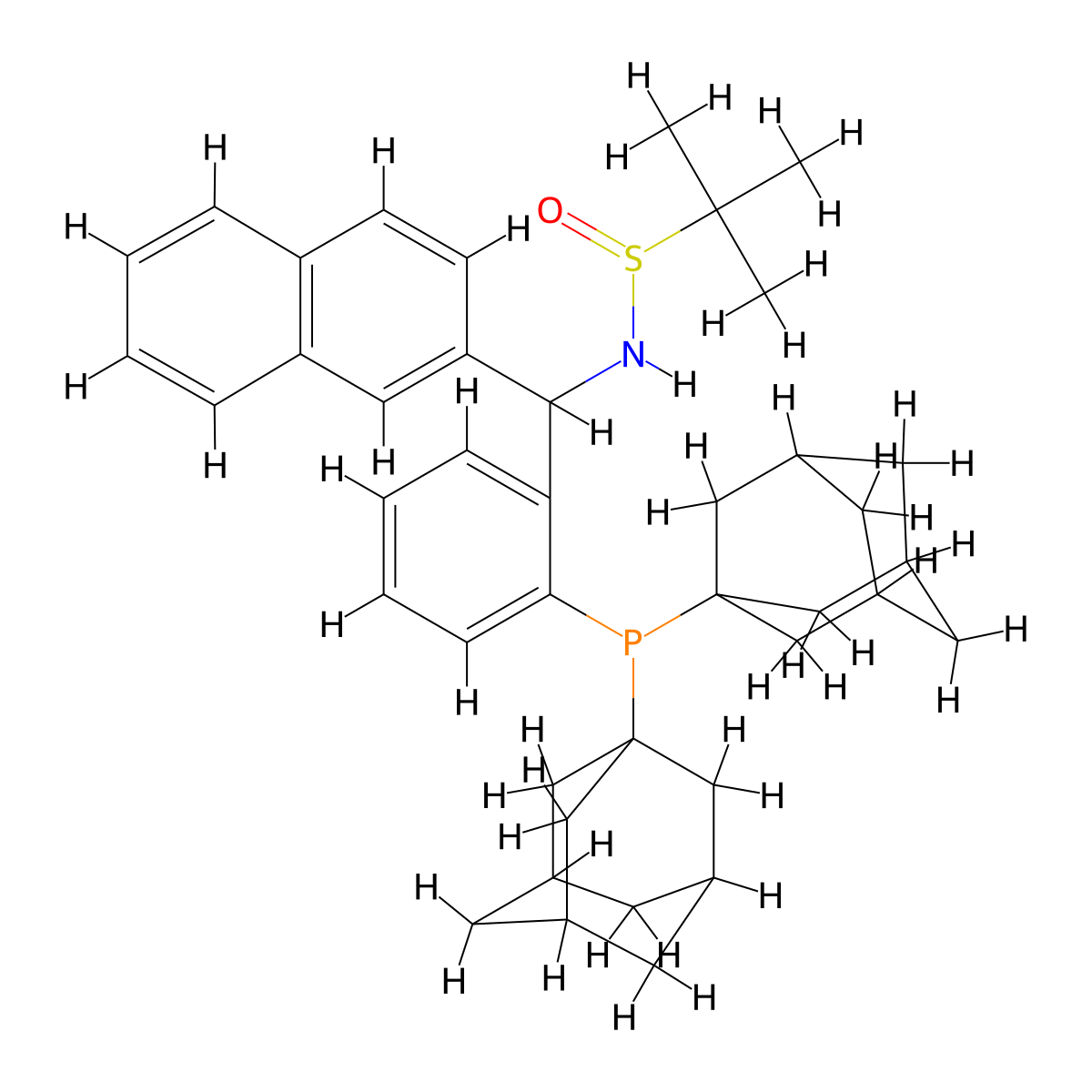 (R)-N-((R)-(2-(Di(adamantan-1-yl)phosphanyl)phenyl)(naphthalen-2-yl)methyl)-2-methylpropane-2-sulfinamide molecular structure, CAS 2249950-36-3