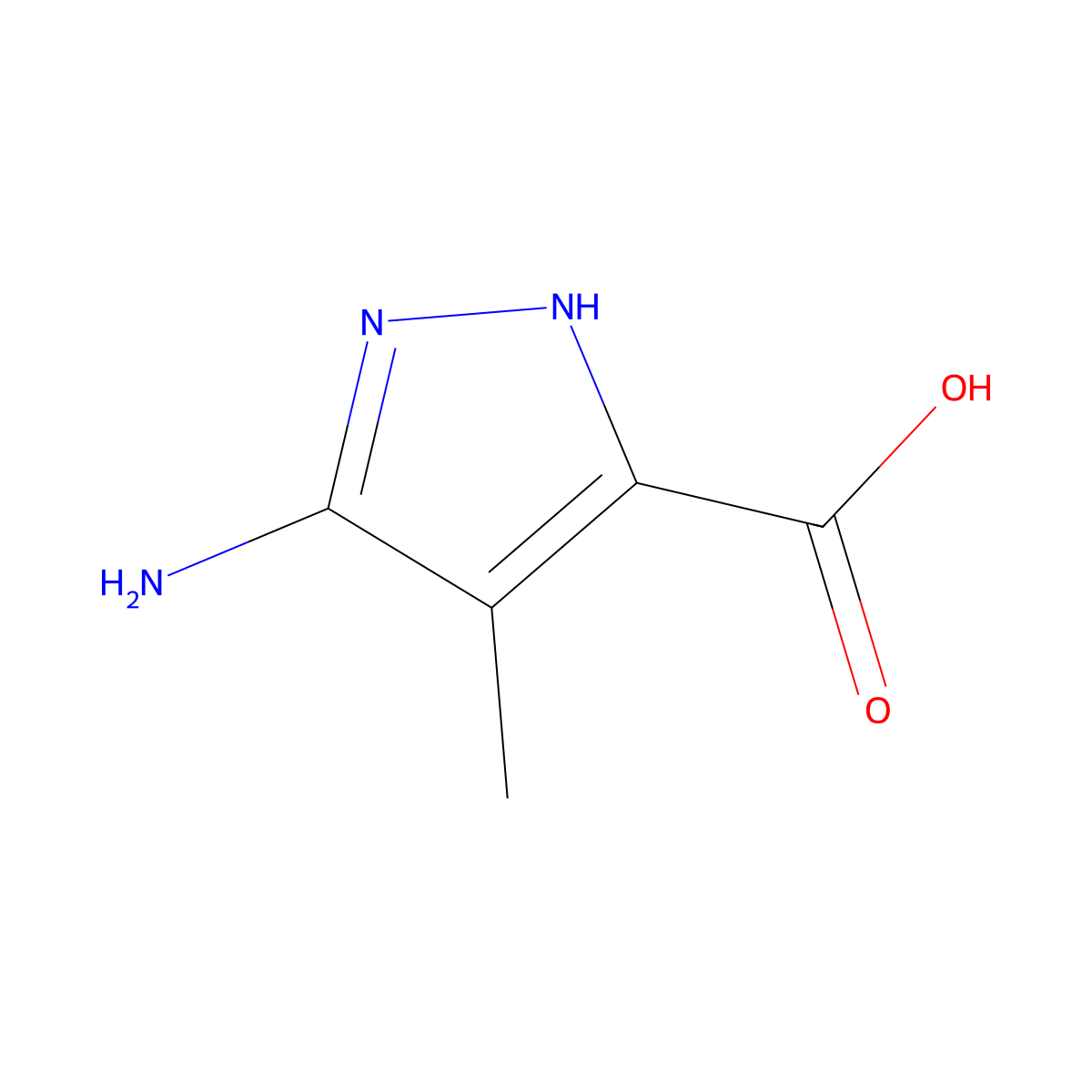 5-amino-4-methyl-1H-pyrazole-3-carboxylic acid molecular structure, CAS 2249961-63-3