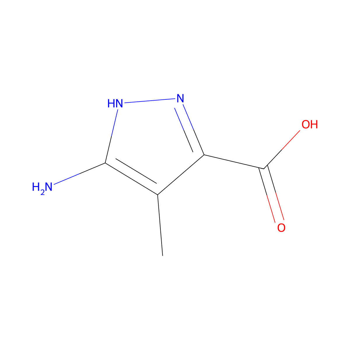5-amino-4-methyl-1H-pyrazole-3-carboxylic acid molecular structure, CAS 2249961-63-3