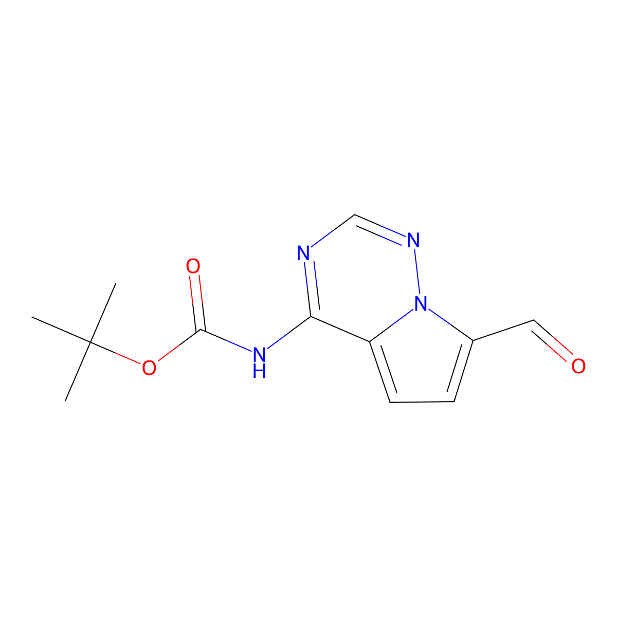 tert-butyl N-{7-formylpyrrolo[2,1-f][1,2,4]triazin-4-yl}carbamate molecular structure, CAS 2249969-10-4