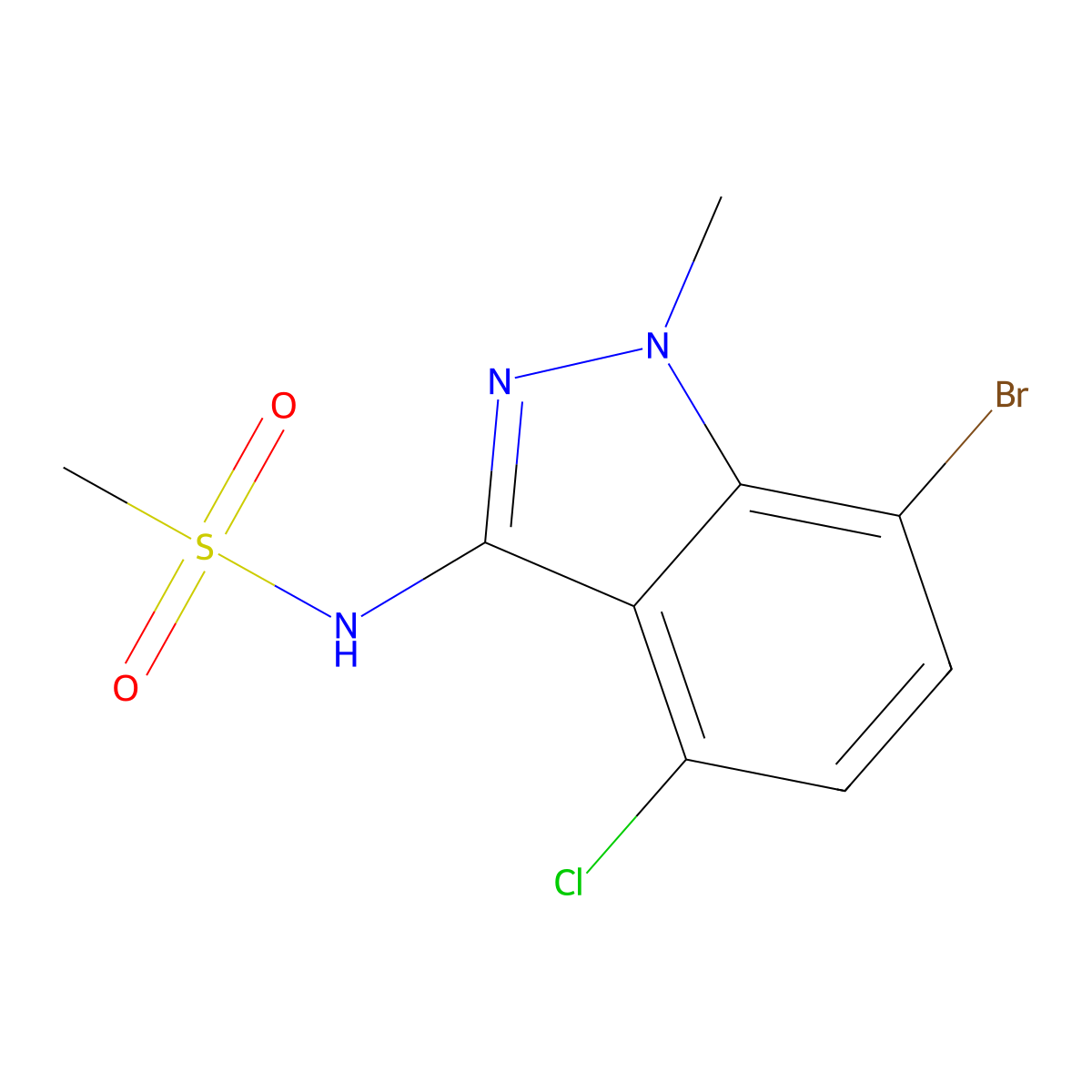 N-(7-Bromo-4-chloro-1-methyl-1H-indazol-3-yl)methanesulfonamide molecular structure, CAS 2249974-88-5