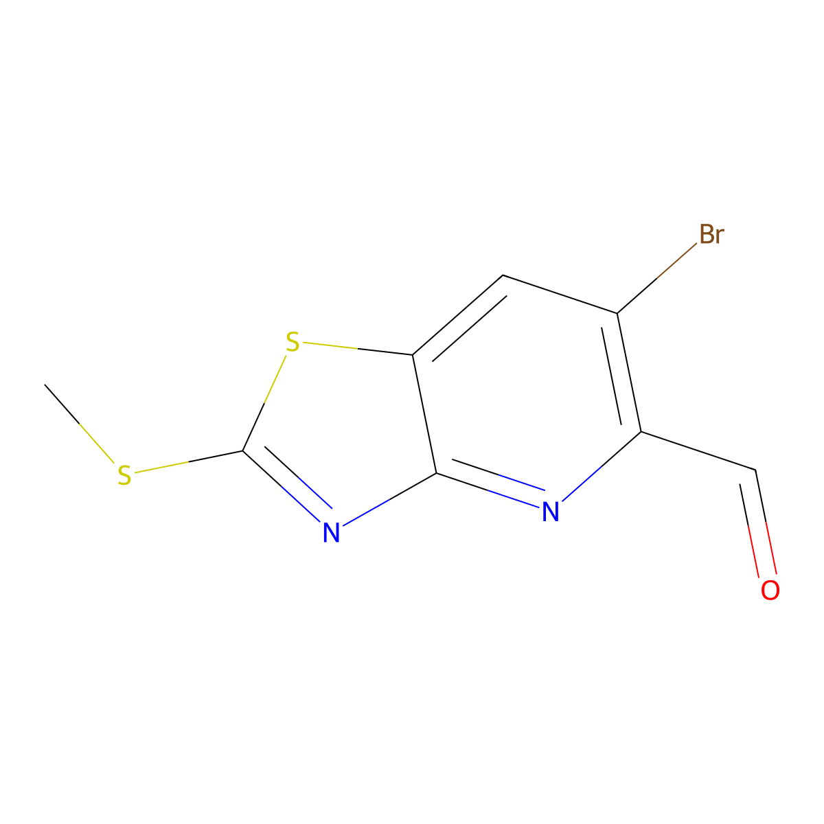 6-Bromo-2-(methylthio)thiazolo[4,5-b]pyridine-5-carbaldehyde molecular structure, CAS 2249977-89-5