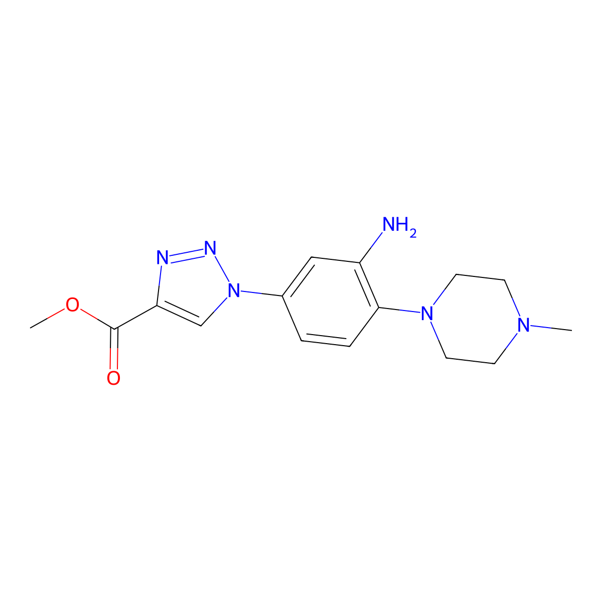 Methyl 1-(3-amino-4-(4-methylpiperazin-1-yl)phenyl)-1H-1,2,3-triazole-4-carboxylate molecular structure, CAS 2250024-95-2